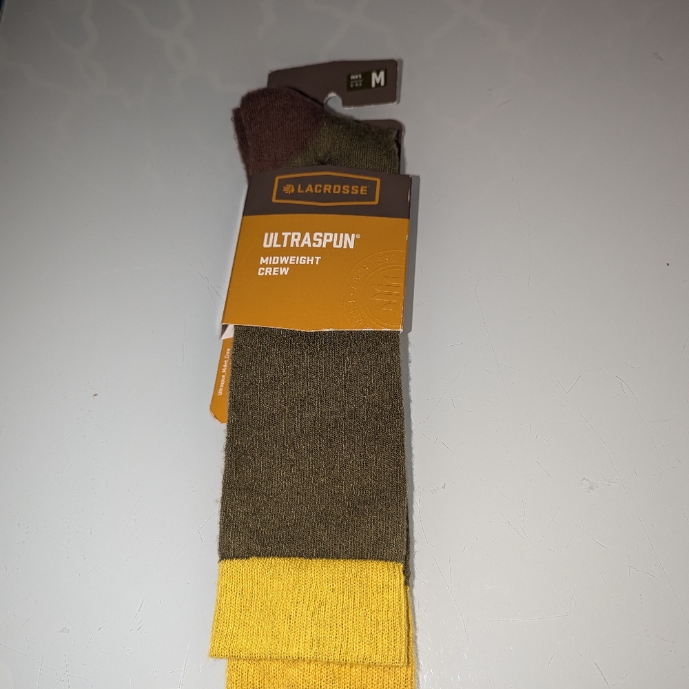 ~LaCrosse mens Ultraspun midweight crew Socks M soft durable 